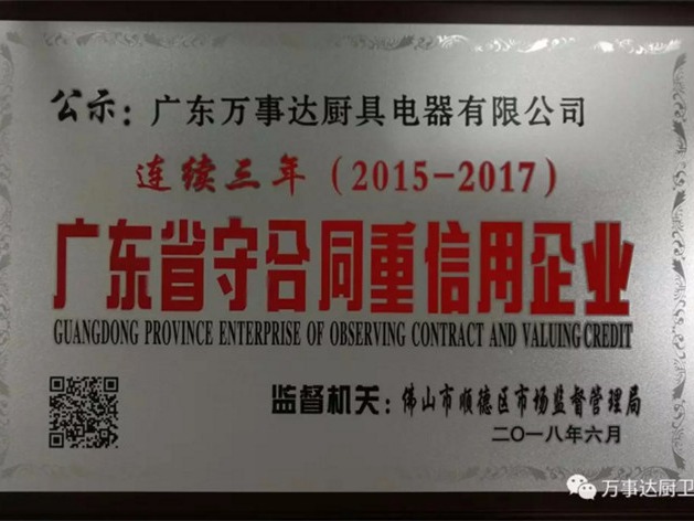 萬事達連續(xù)3年入選“廣東省守合同重信用企業(yè)”，彰顯高端品牌魅力